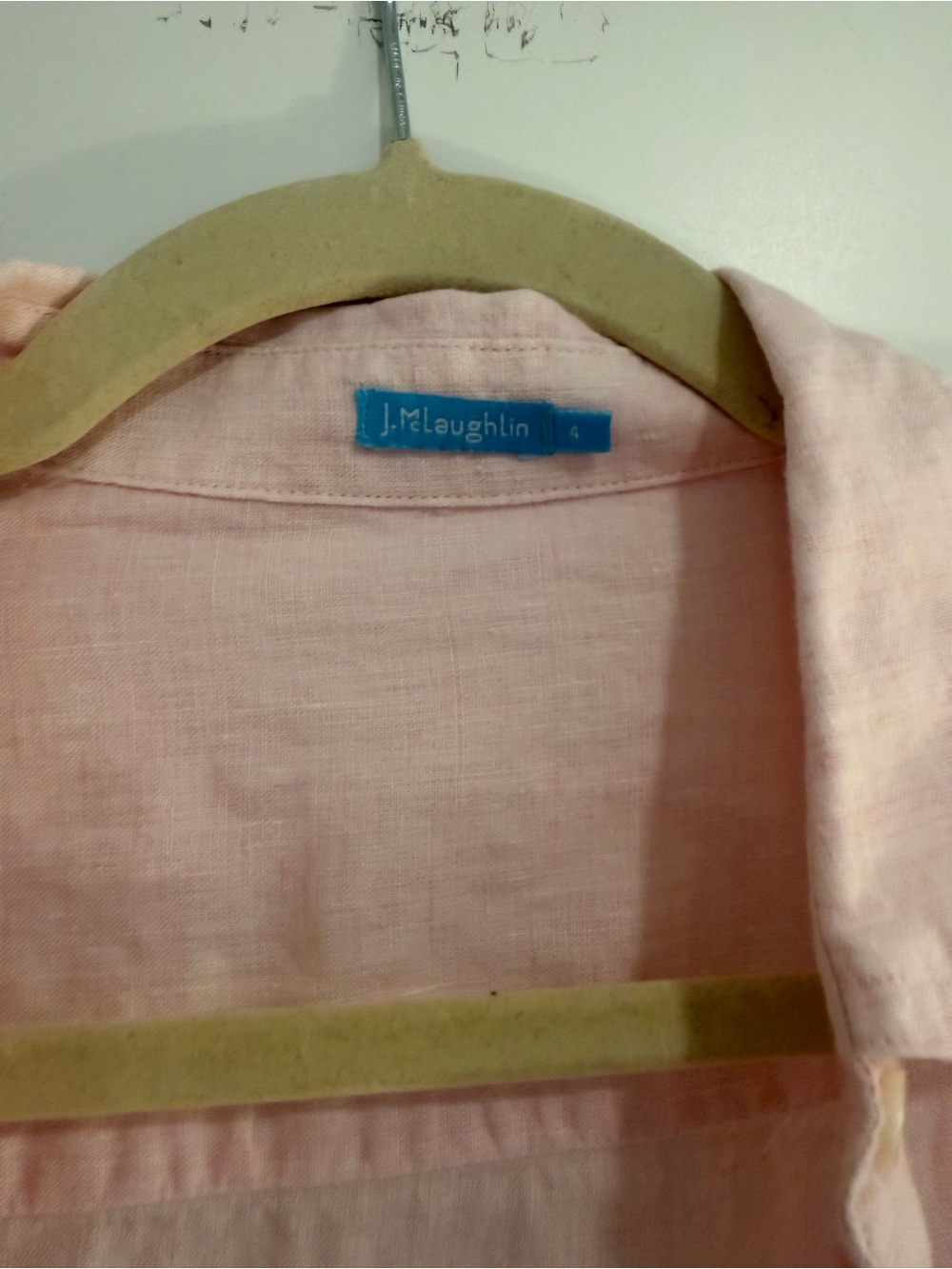 J. McLaughlin Pale Pink Linen Button-Down Shirt - Picture 2 of 2